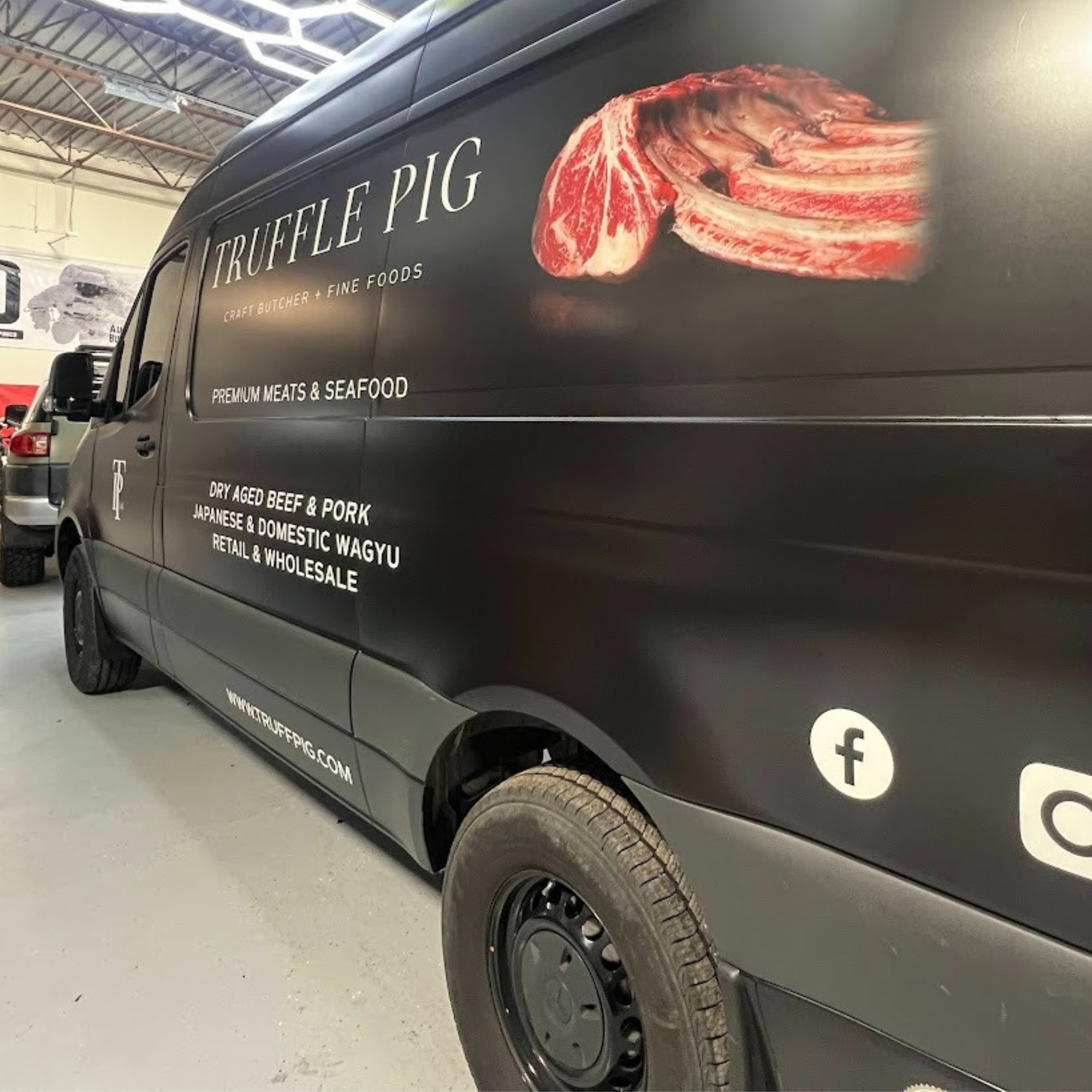 Truffle Pig — Matte fleet wrap · Sprinter van