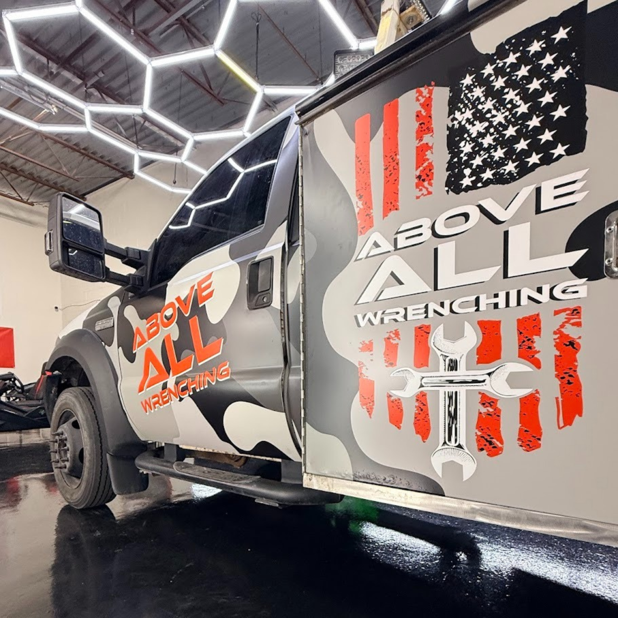 Above All Wrenching service truck wrap by 4D